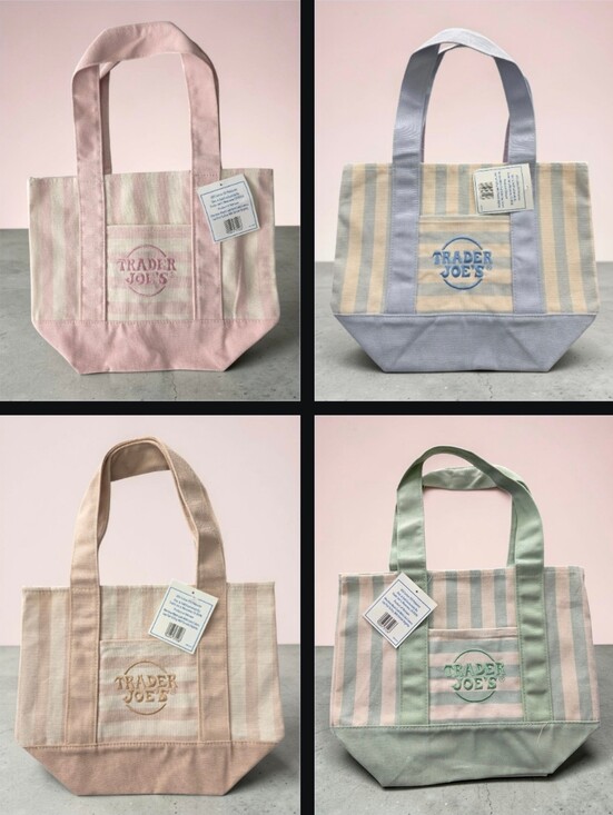 Trader Joe'S Handbags - TRADER JOE'S Mini Striped Canvas Tote Bags - Set Of 4